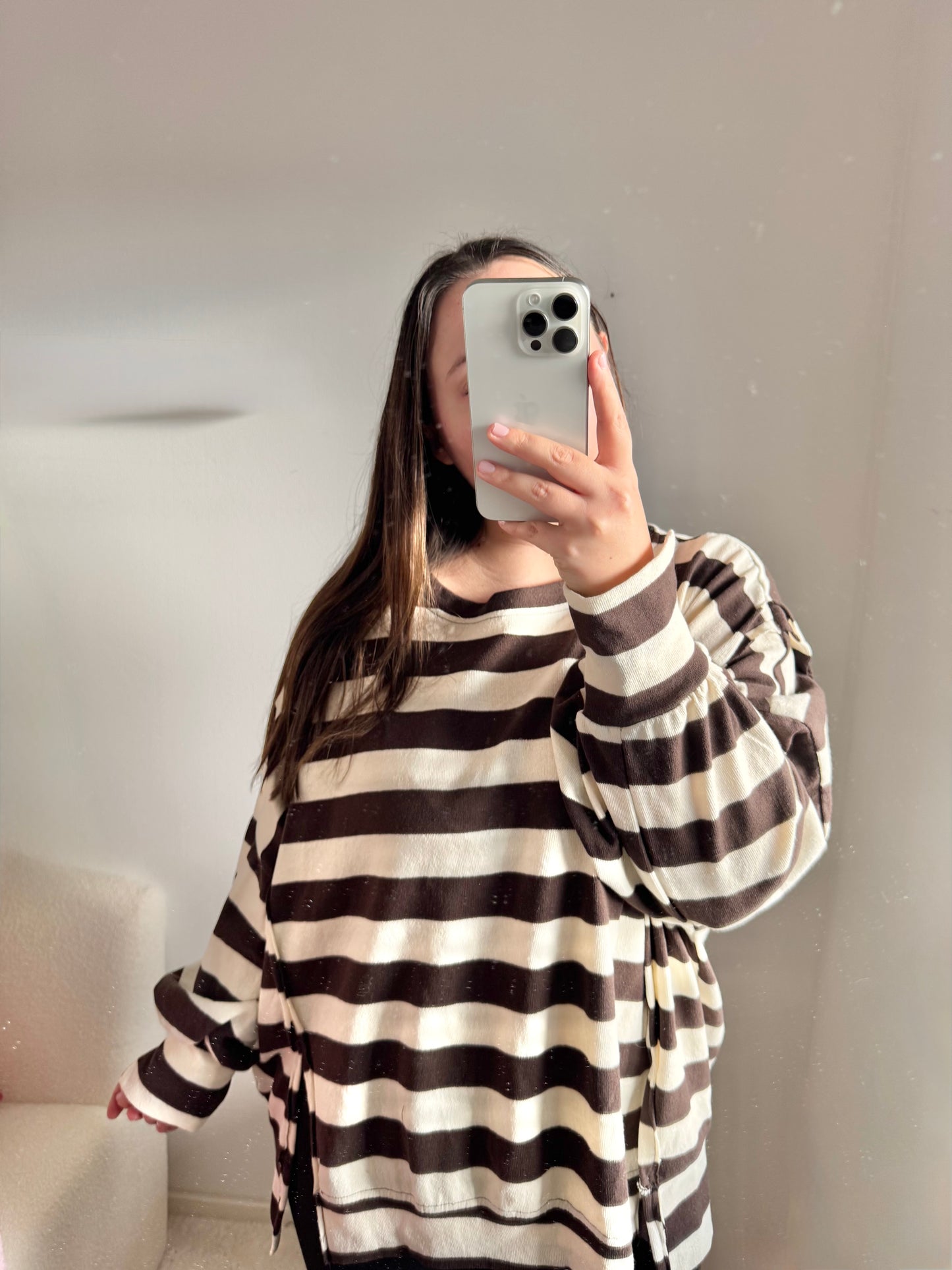 Dünnes Sweatshirt beige braun