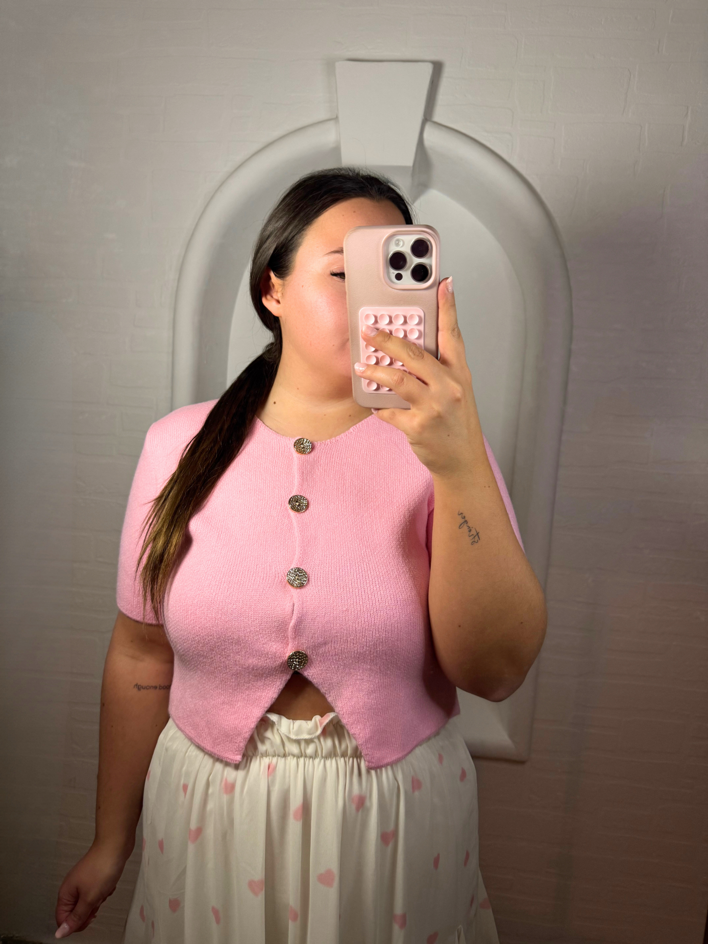 Shirt mit goldenen Knöpfen rosa