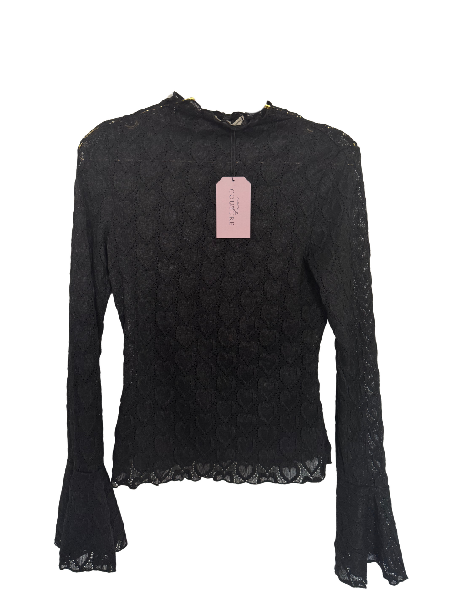 Shirt mit transparenten Herzen schwarz