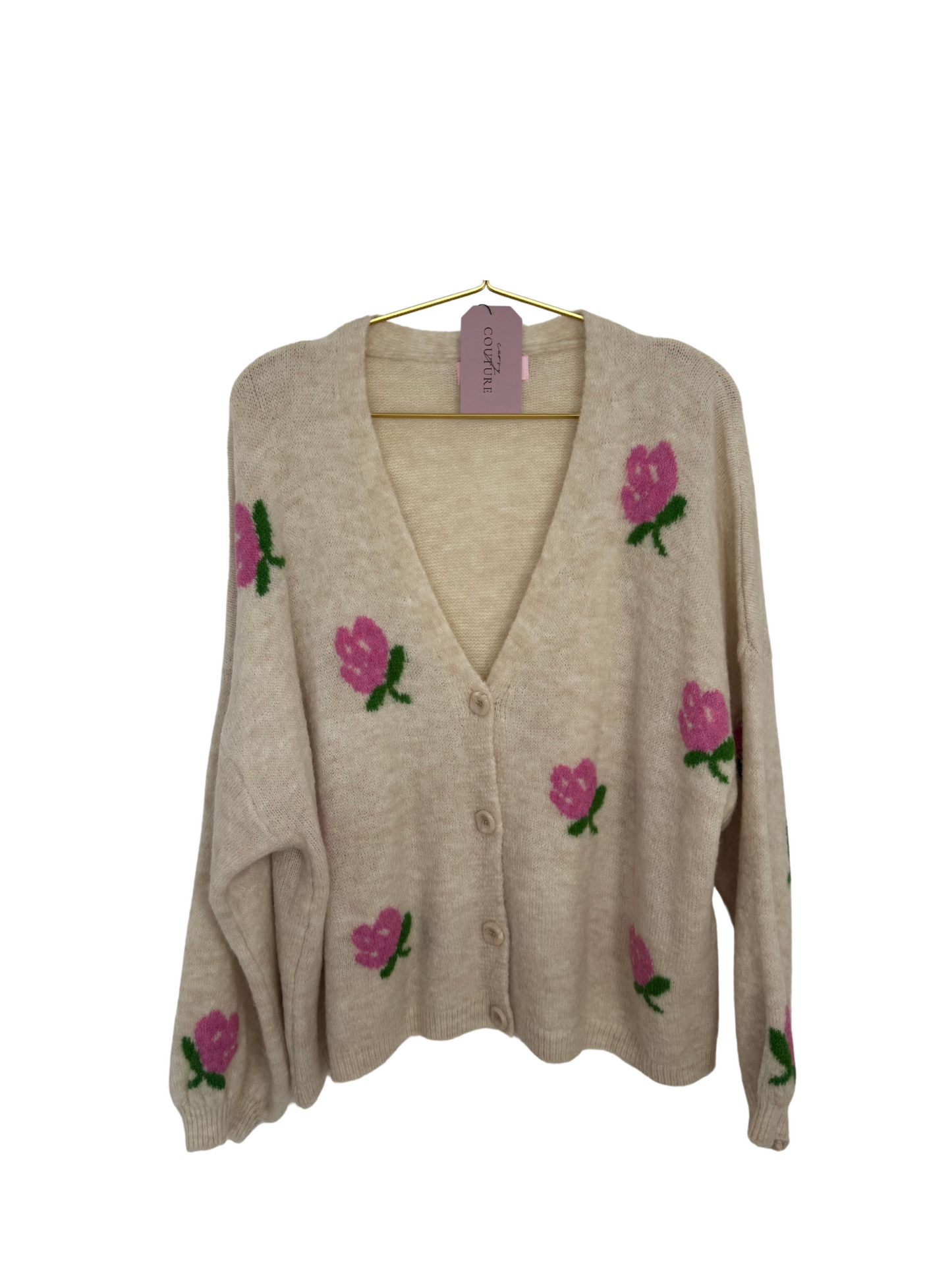 Cardi Blümchen beige