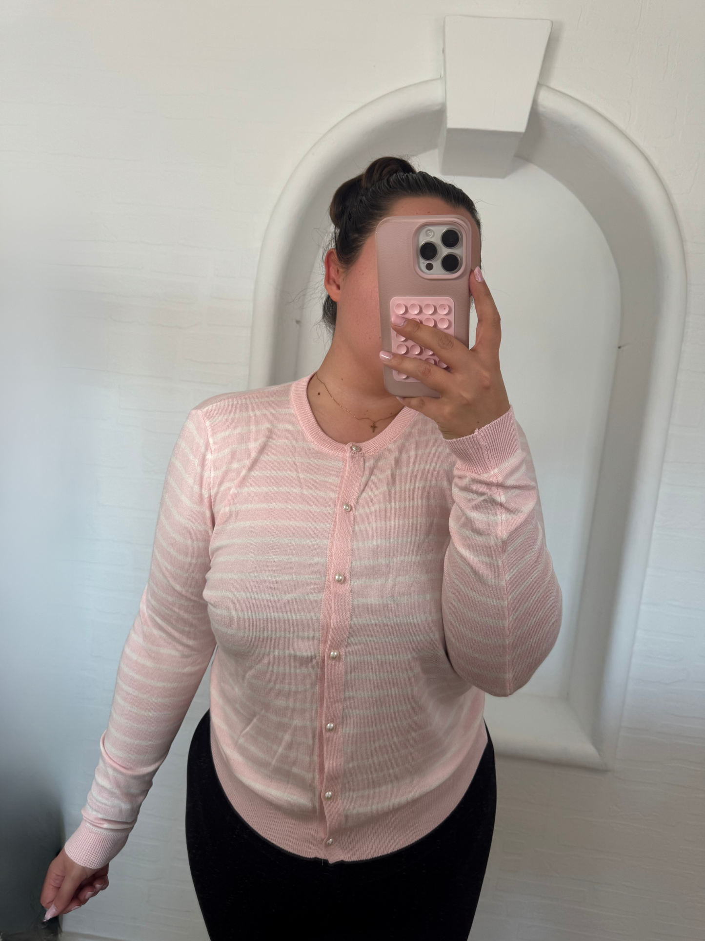Cardi rosa weiß