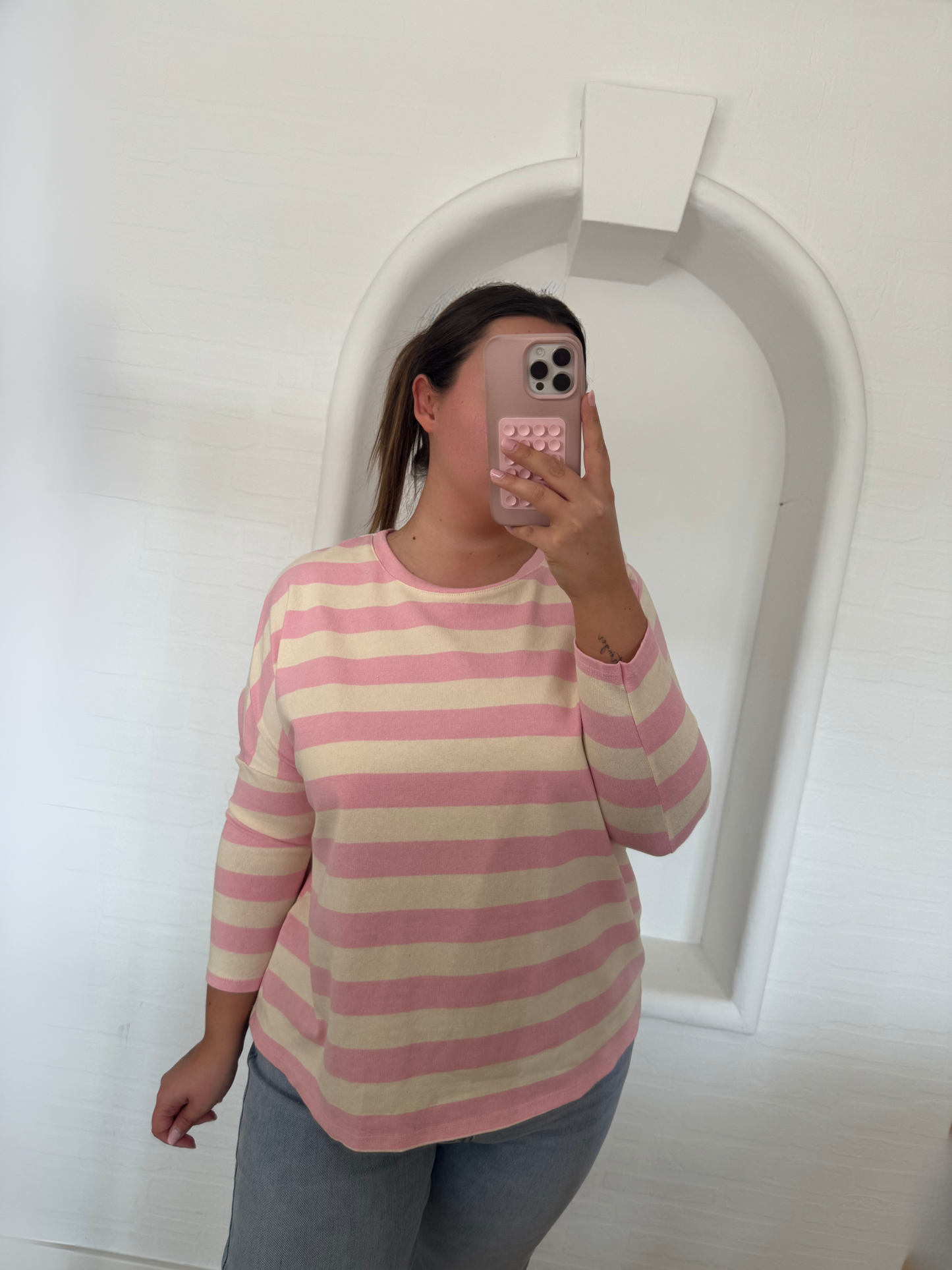 Shirt gestreift rosa weiß