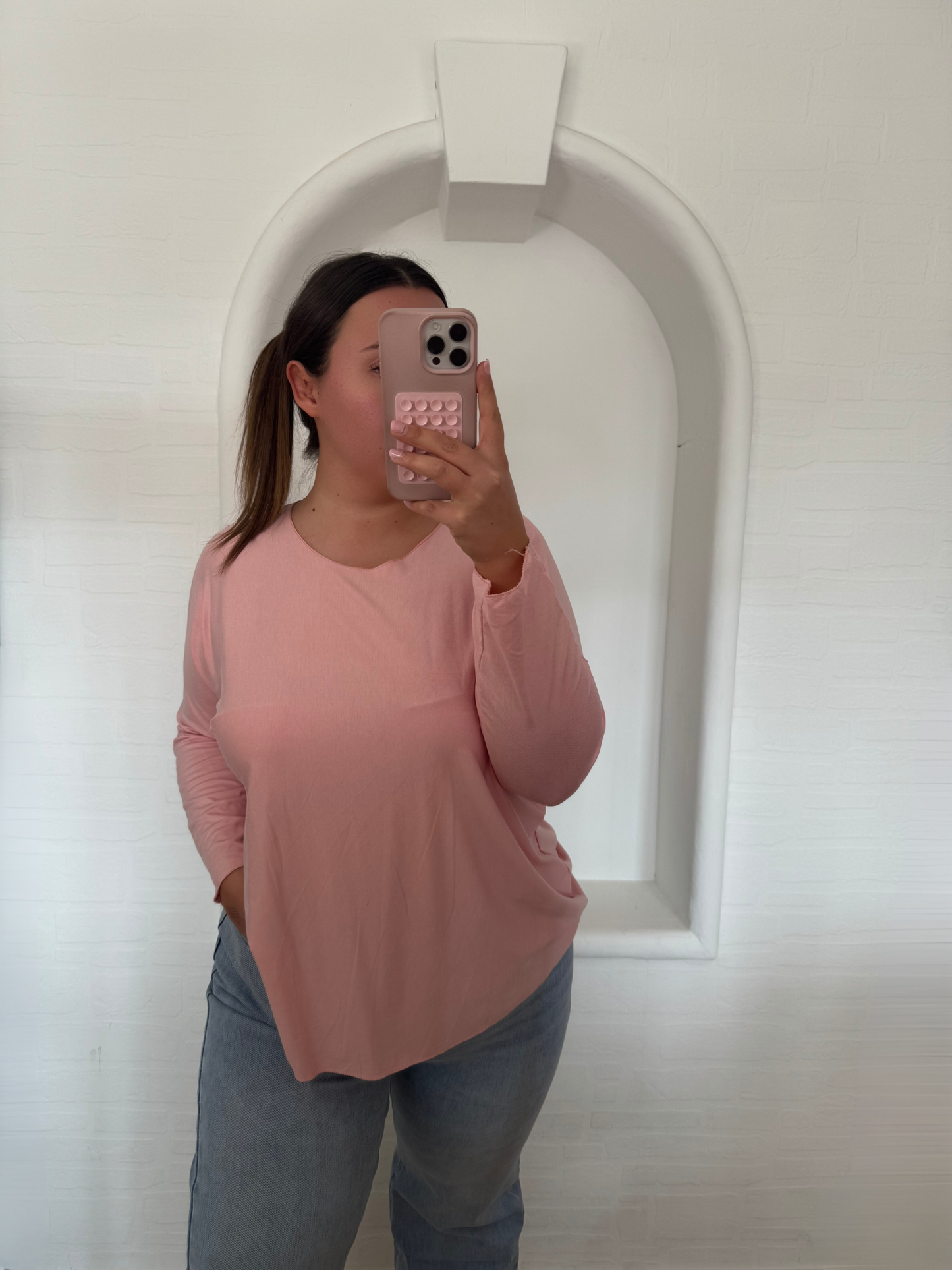 Dünnes Basic Shirt rosa