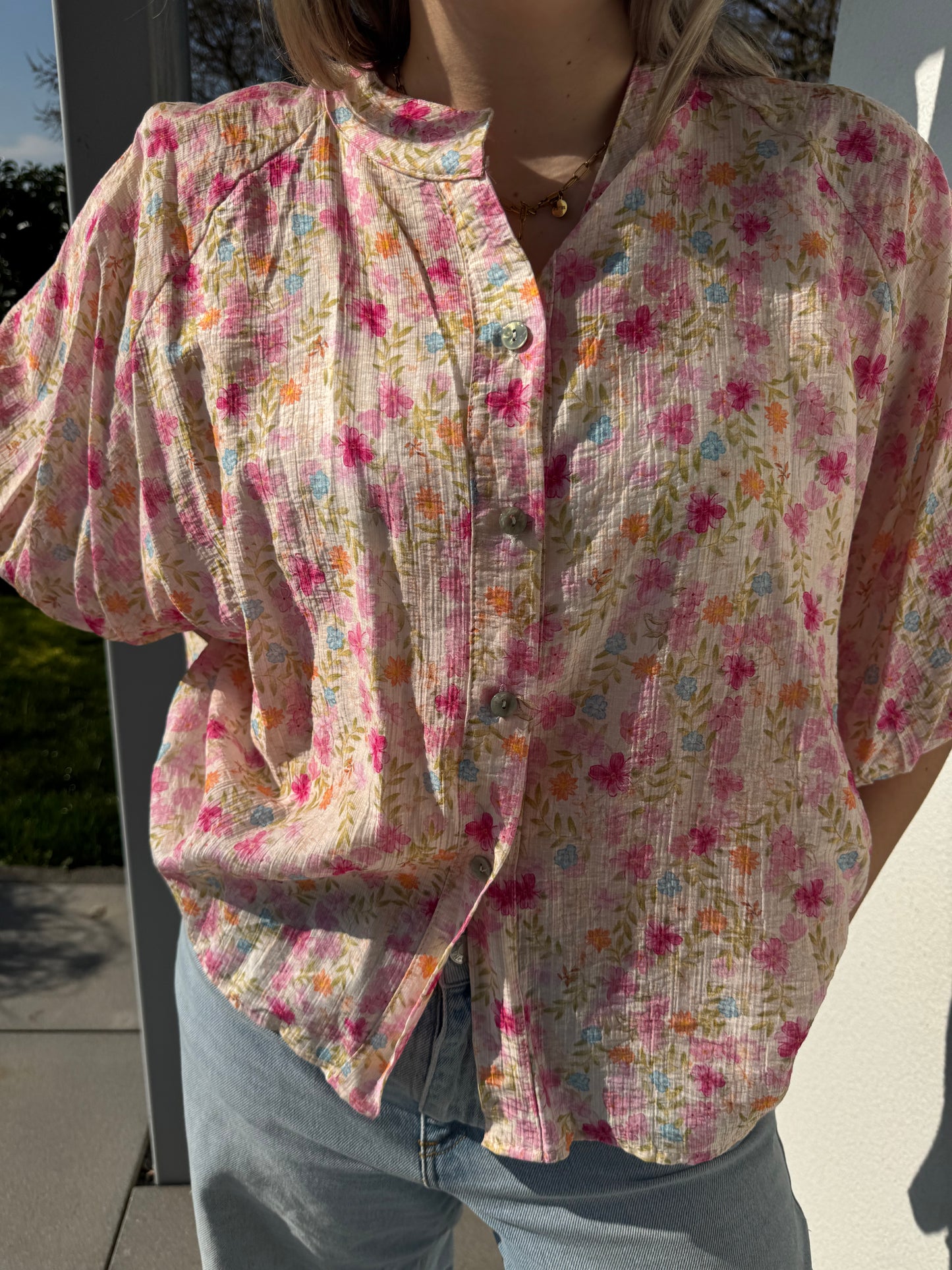 Blümchen Bluse rosa