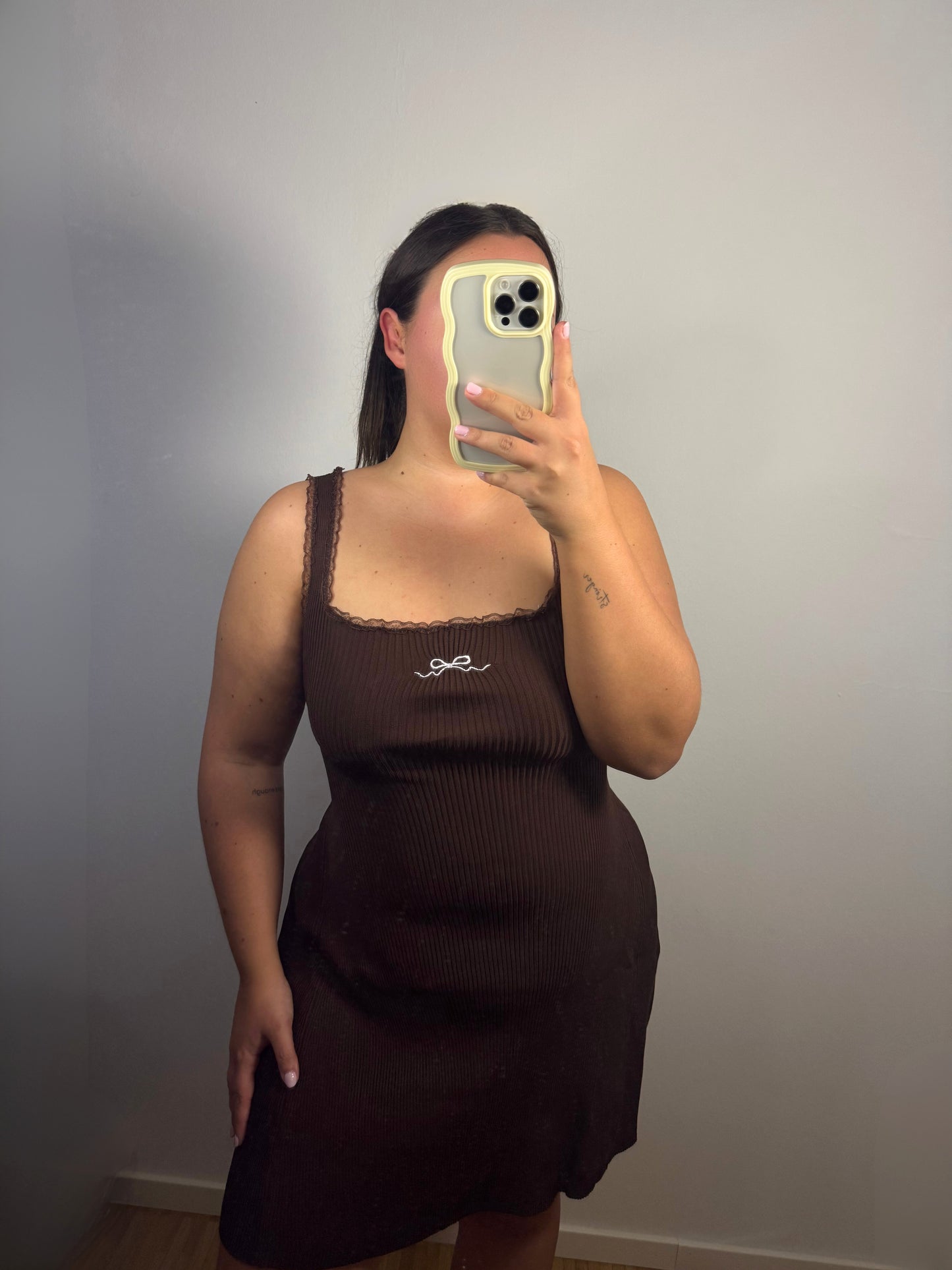 Kleid Schleifi braun