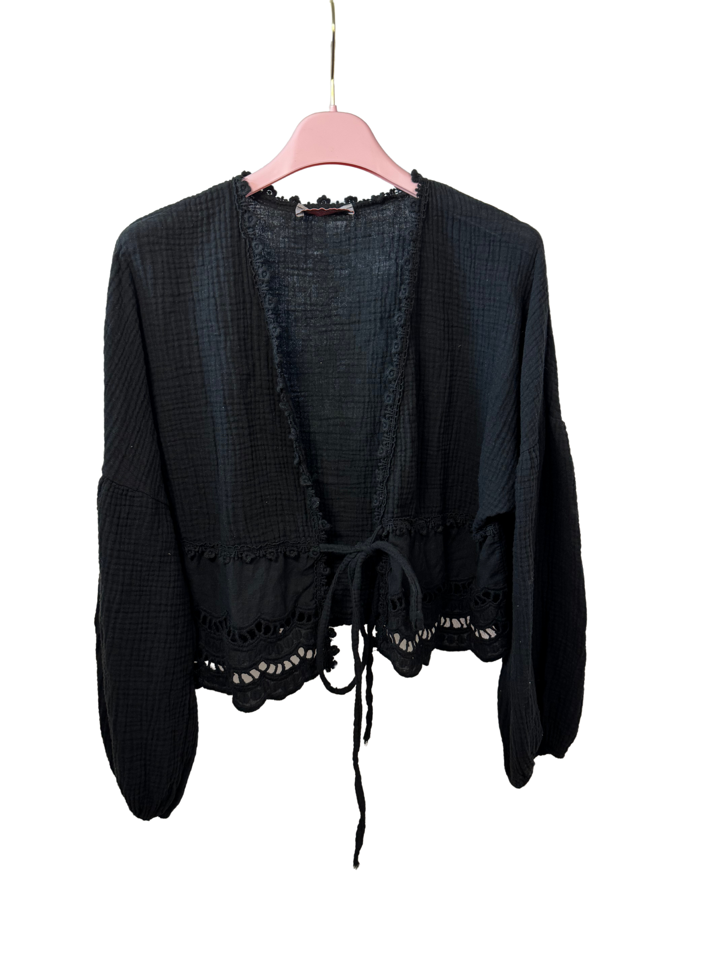 Musselin Bluse mit Spitze