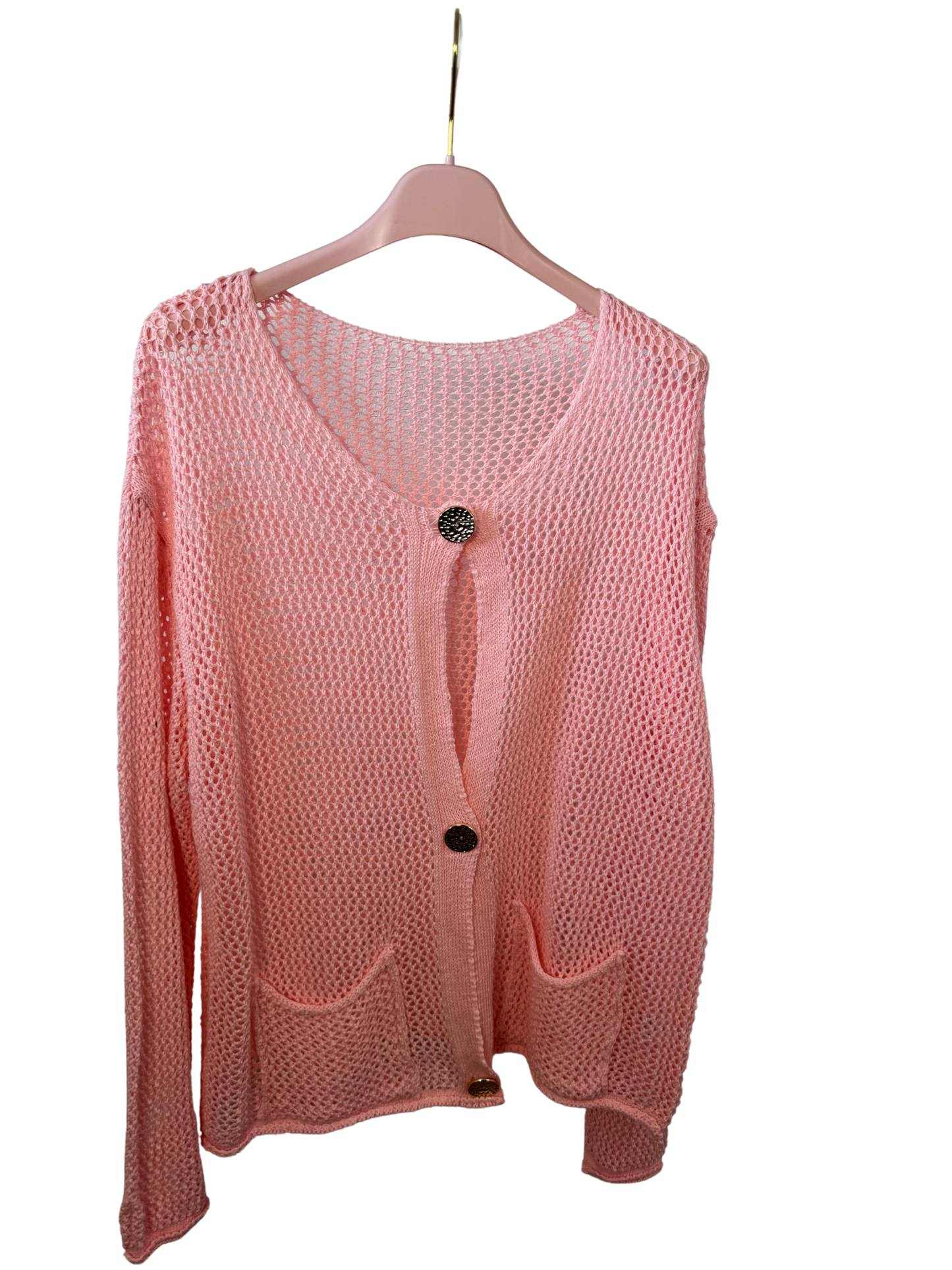 Lochstrickjacke rosa