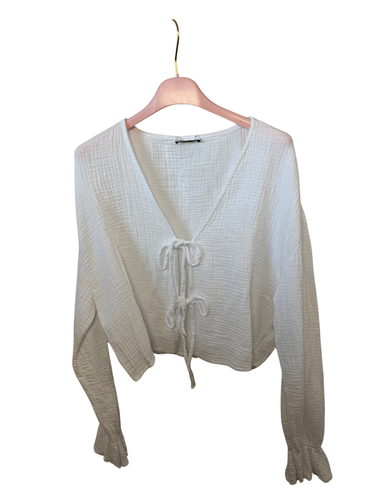 Schleifen Musselin bluse weiß