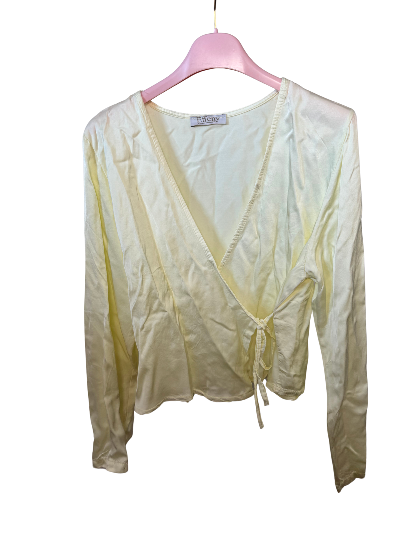 Satin Wickelbluse butter yellow