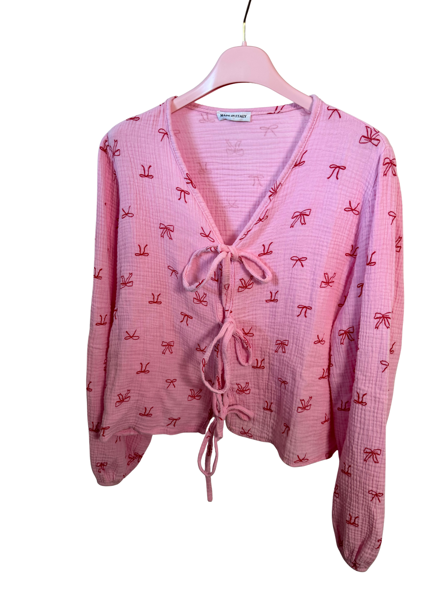 Schleifen Musselin Bluse pinky