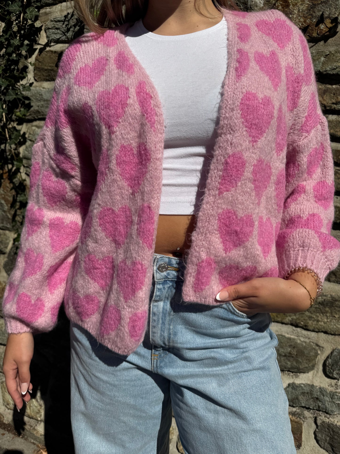 Strickjacke Herzchen rosa