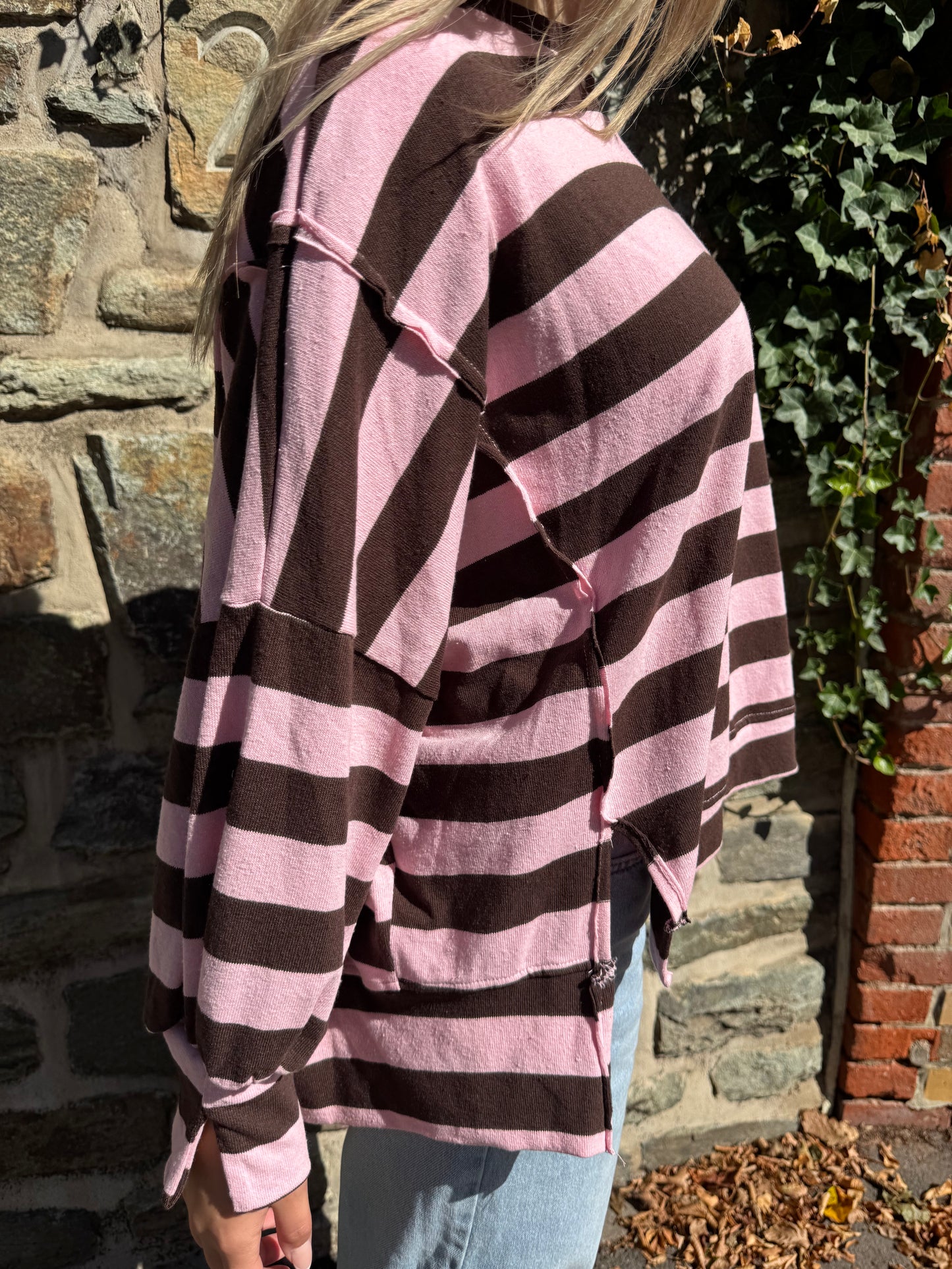 Dünnes Sweatshirt rosa braun