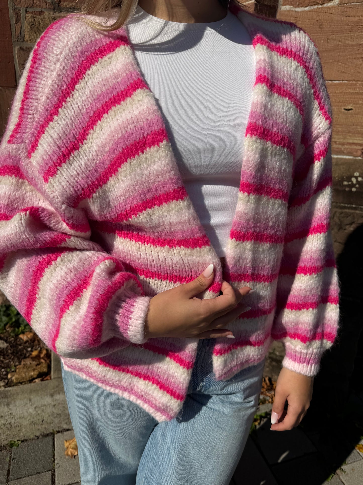 Strickjacke rosa stripes