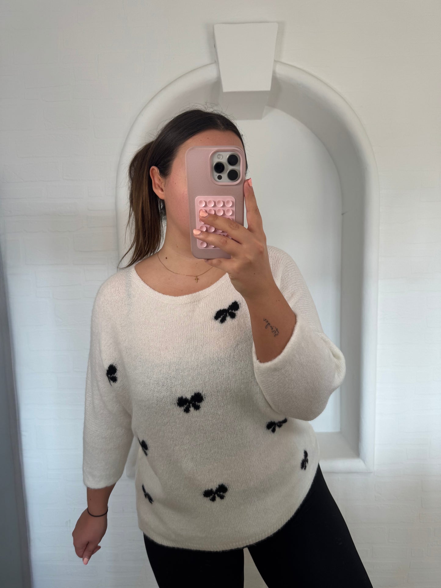 Pullover Schleifi weiß