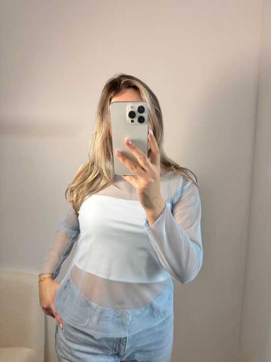 Transparentes Shirt hellblau