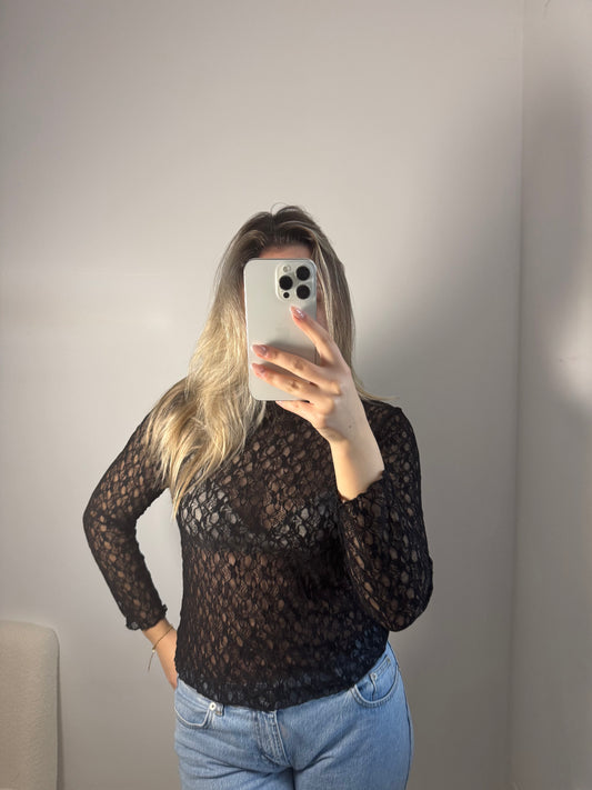 Shirt mit Spitze schwarz