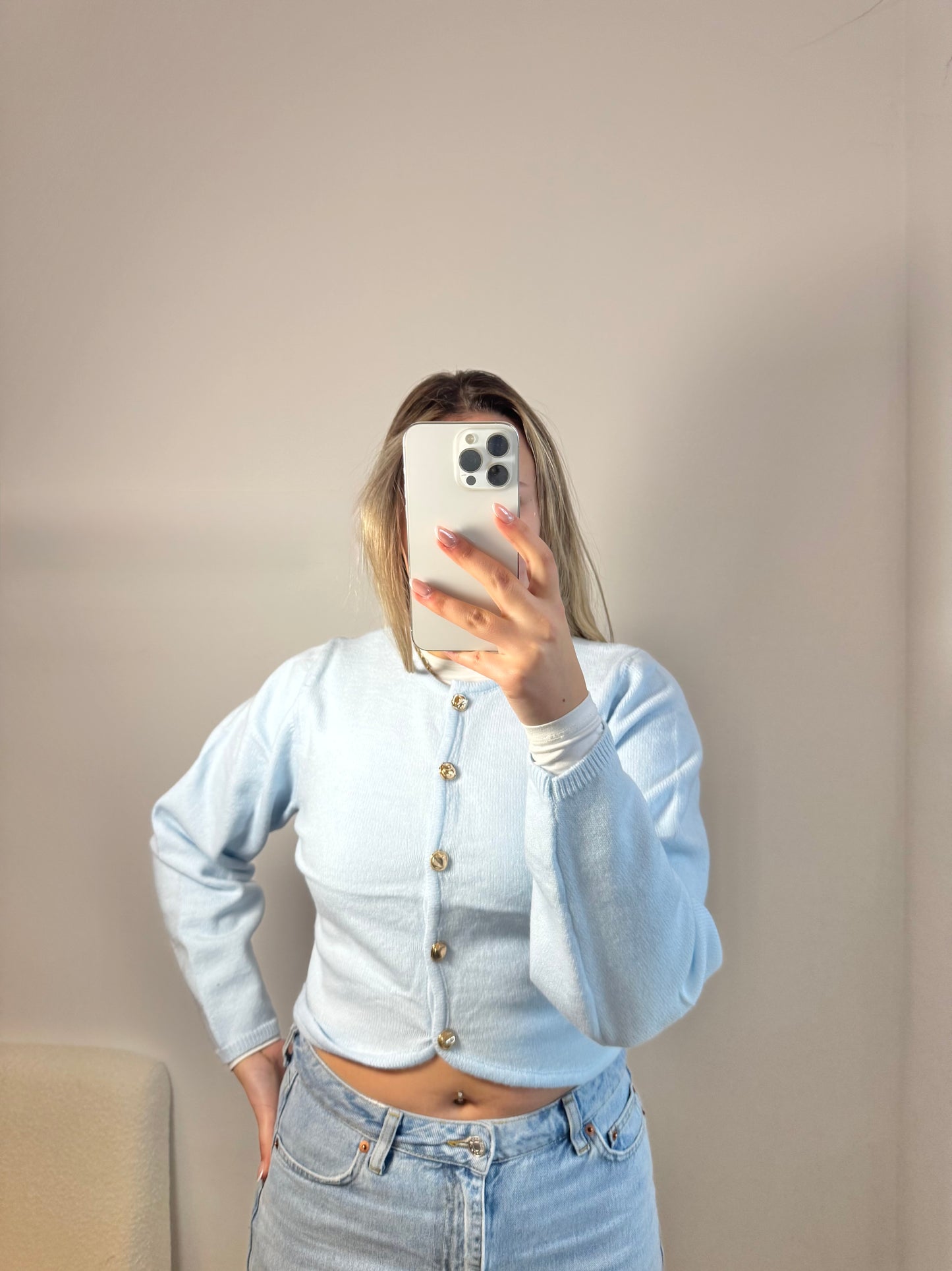 Strickjacke Goldie blau