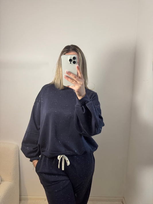 Glitzer Zweiteiler dunkelblau