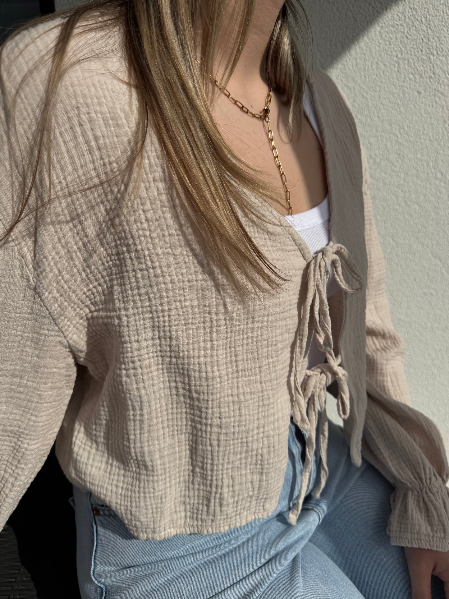 Musselin Bluse beige