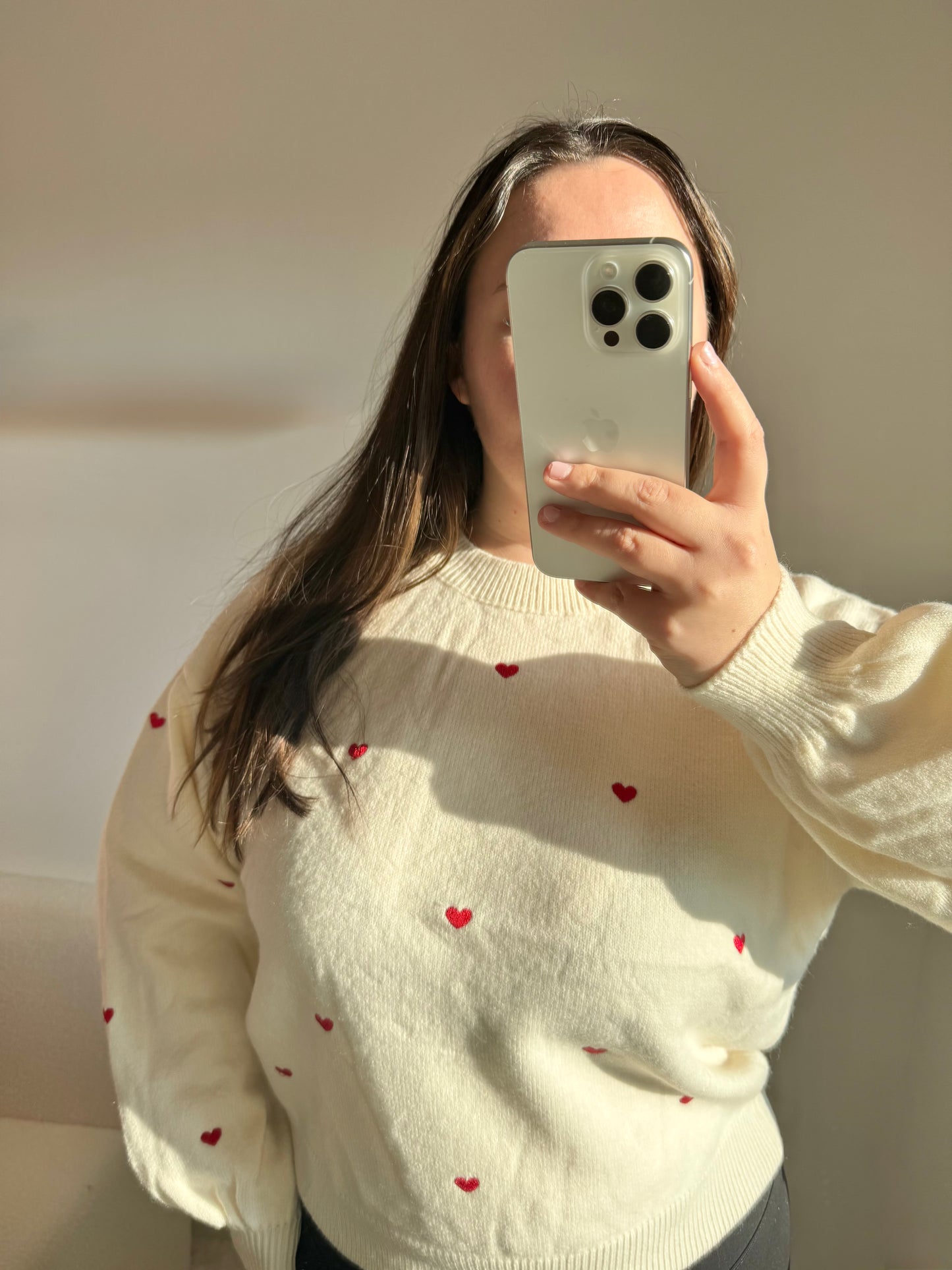 Pullover little hearts beige