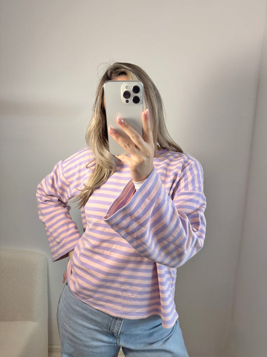 Shirt little stripes flieder/rosa