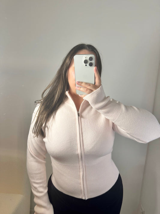 Zip Strickjacke Taillenwunder rosa