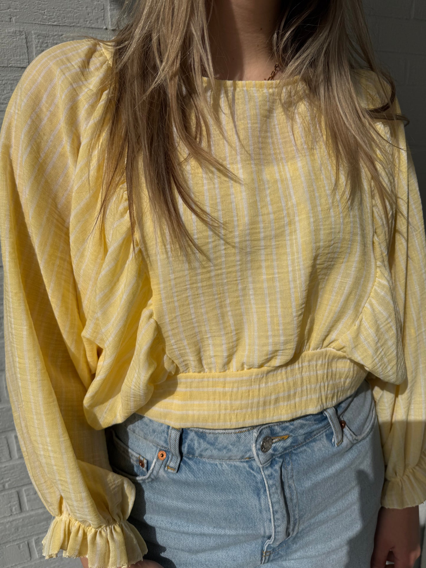 Bluse gelb mit Streifen