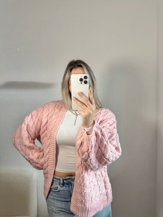 Zopfstrickjacke rosa