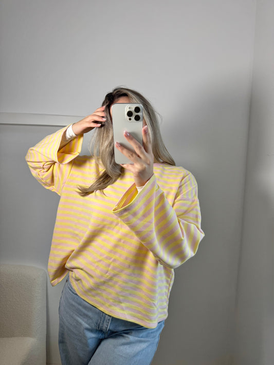 Shirt little stripes gelb/rosa