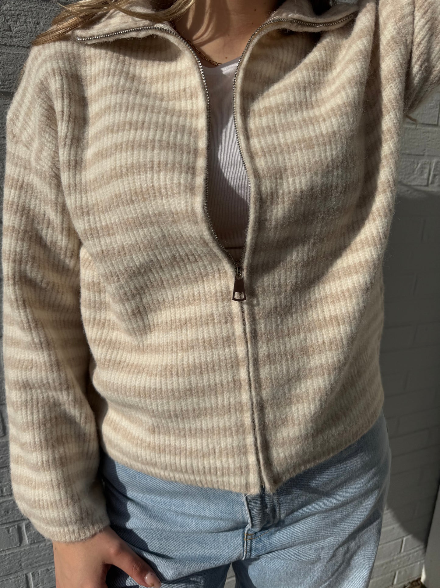Zip Cardigan taupe/beige