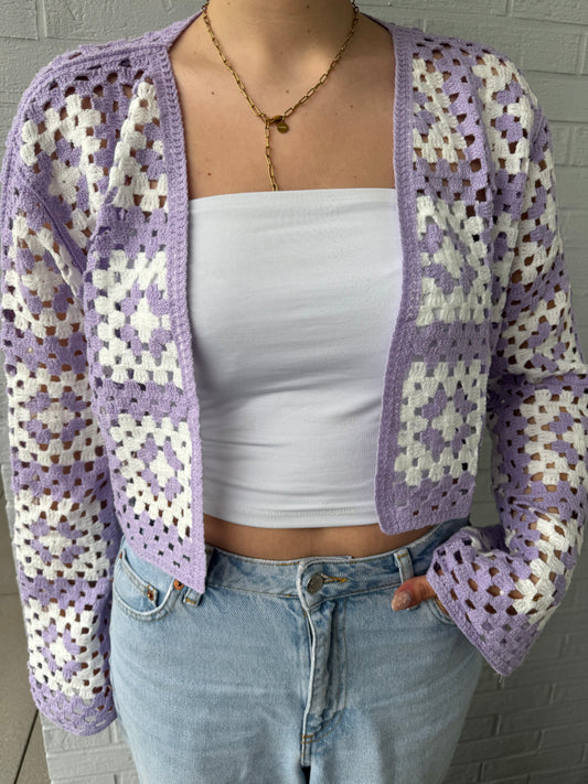 Strickjacke pastel patch flieder