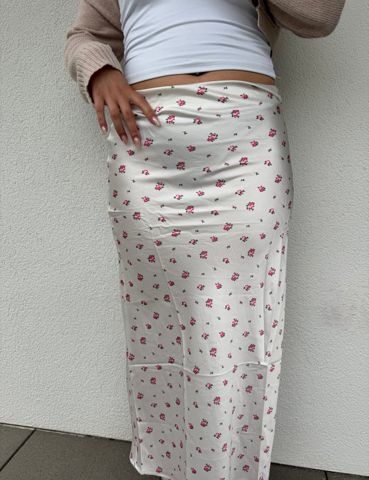 Langer Rock mit Blümchen creme