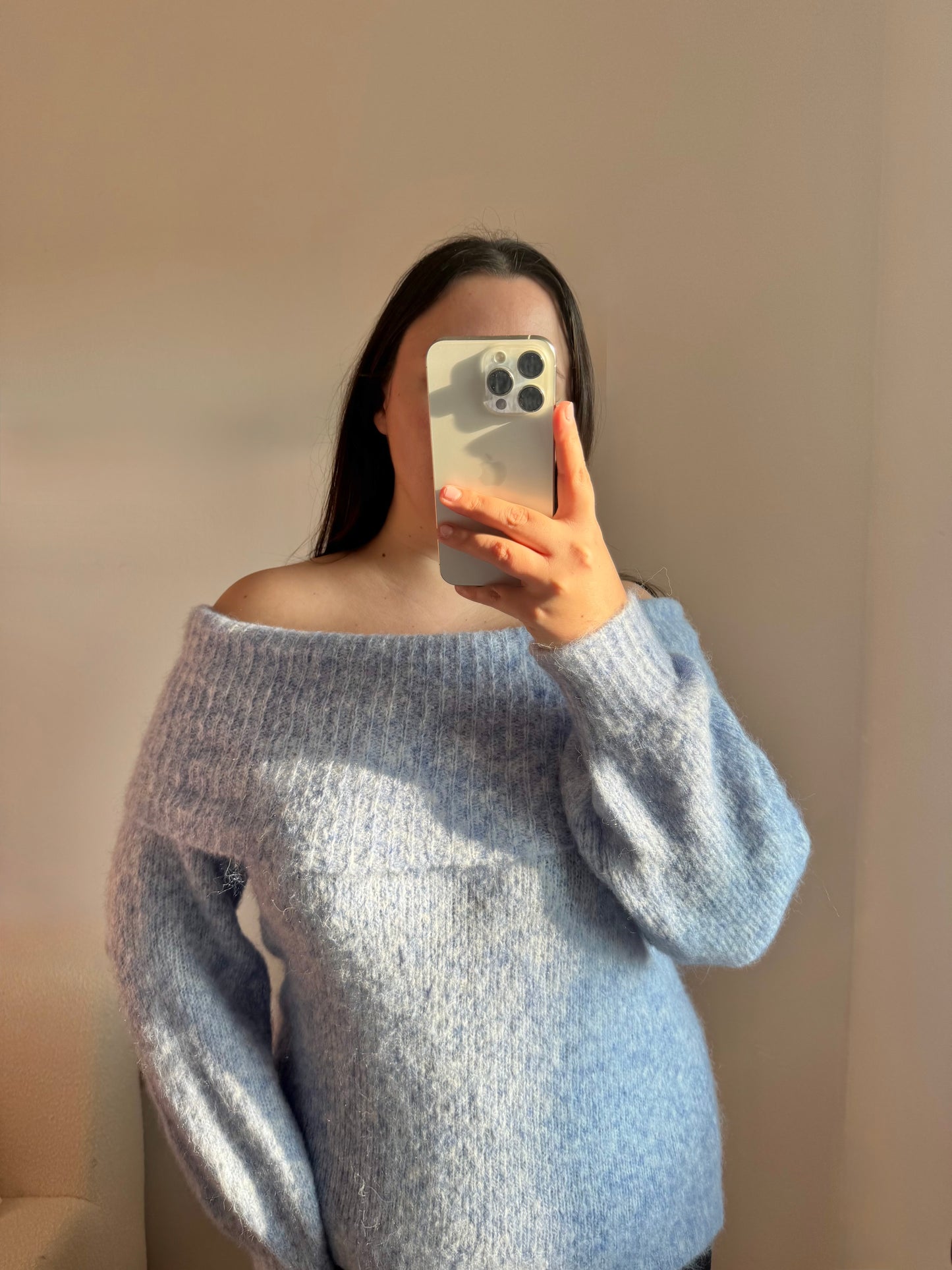 Off Shoulder Pullover blau