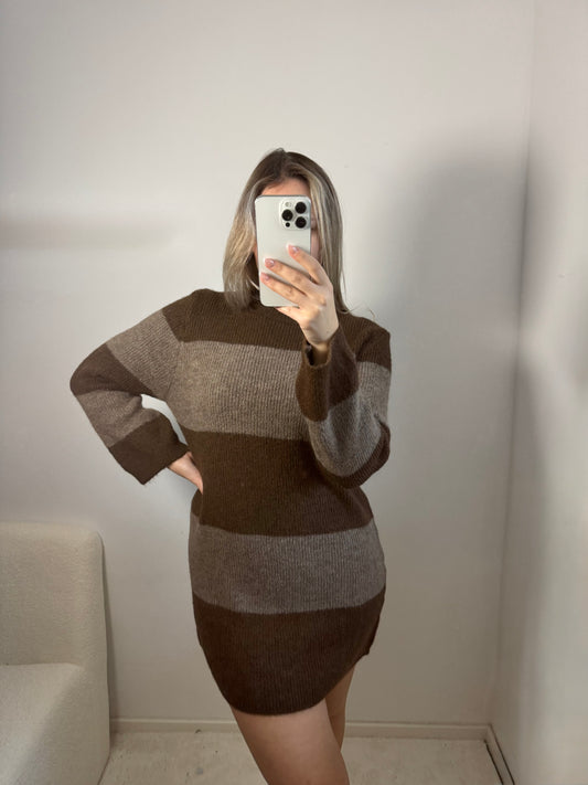 Strickkleid Streifen braun