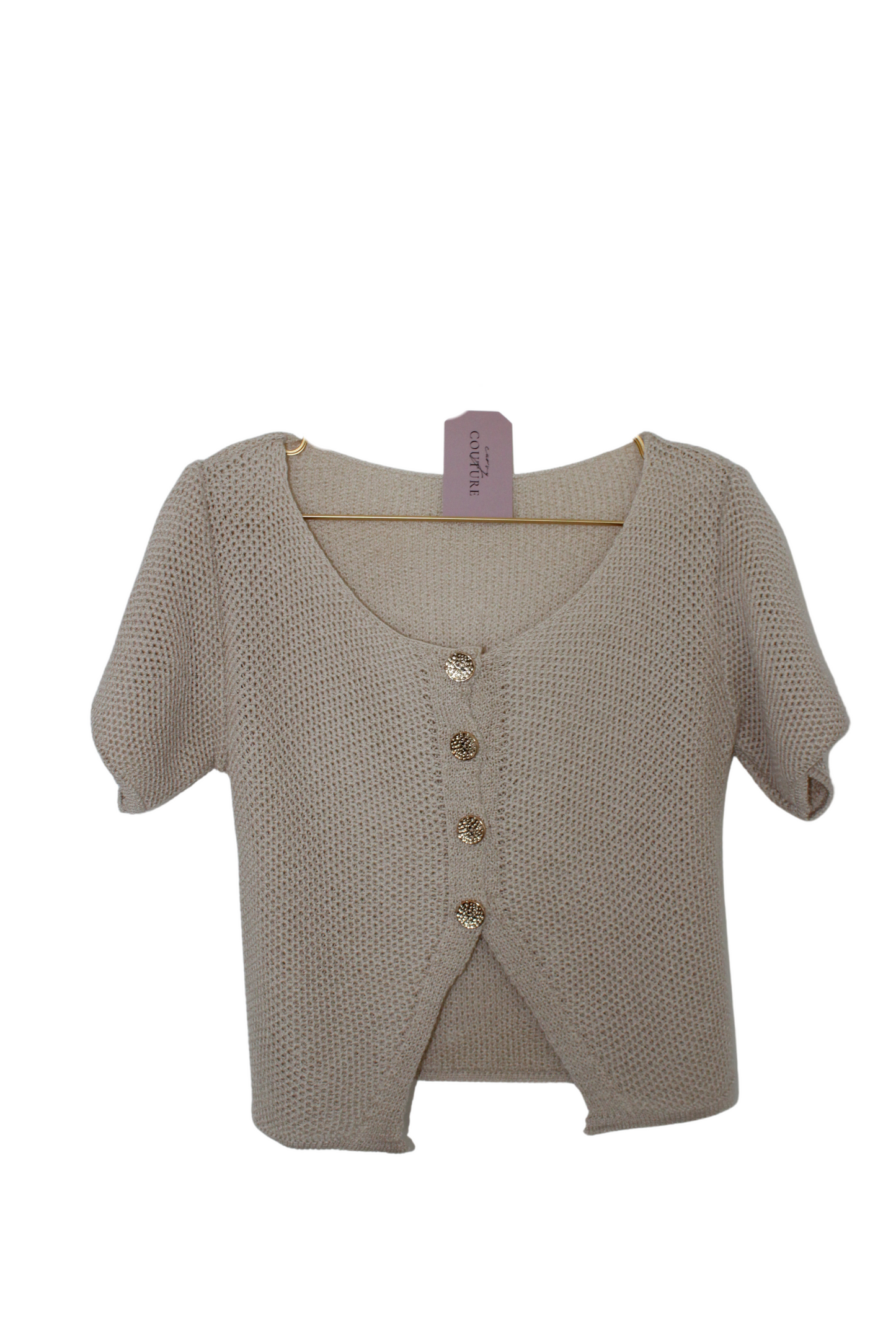 Shirt beige mit goldenen Knöpfen