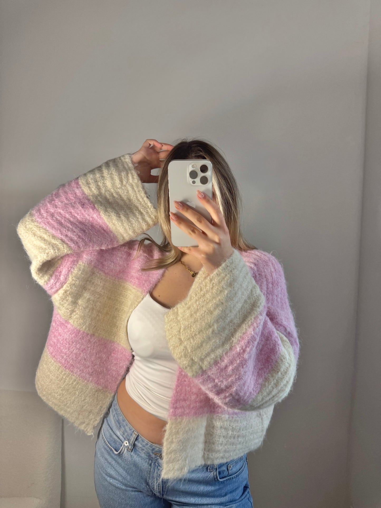 Strickjacke Elly rosa creme