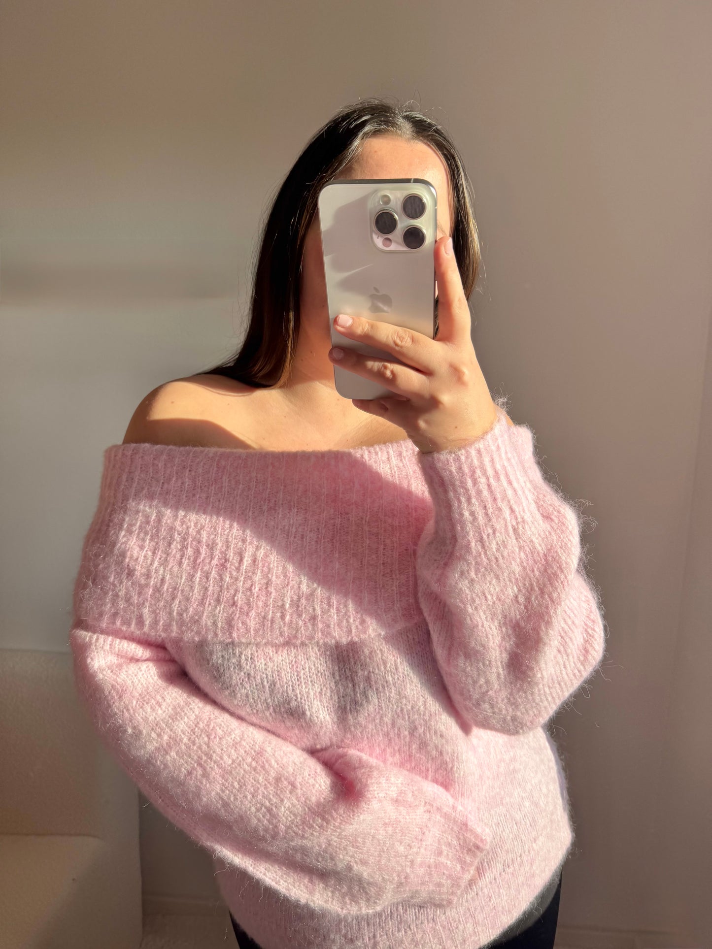 Off Shoulder Pullover rosa