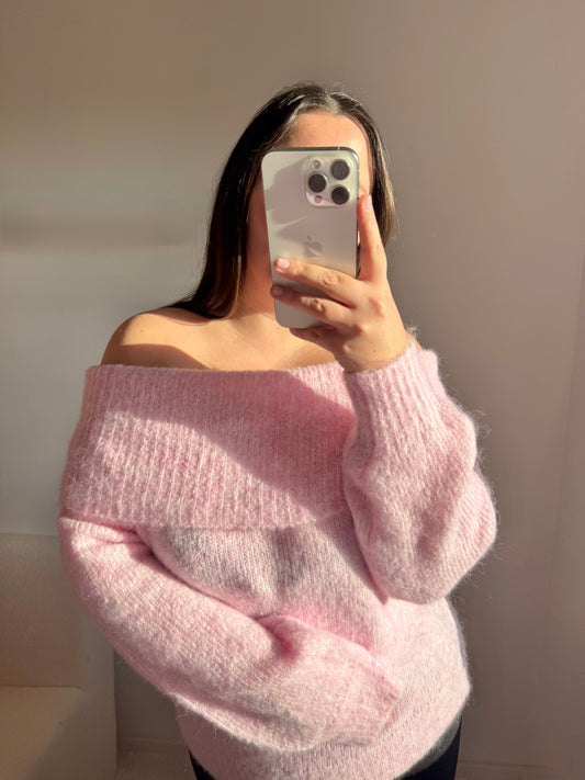 Off Shoulder Pullover rosa