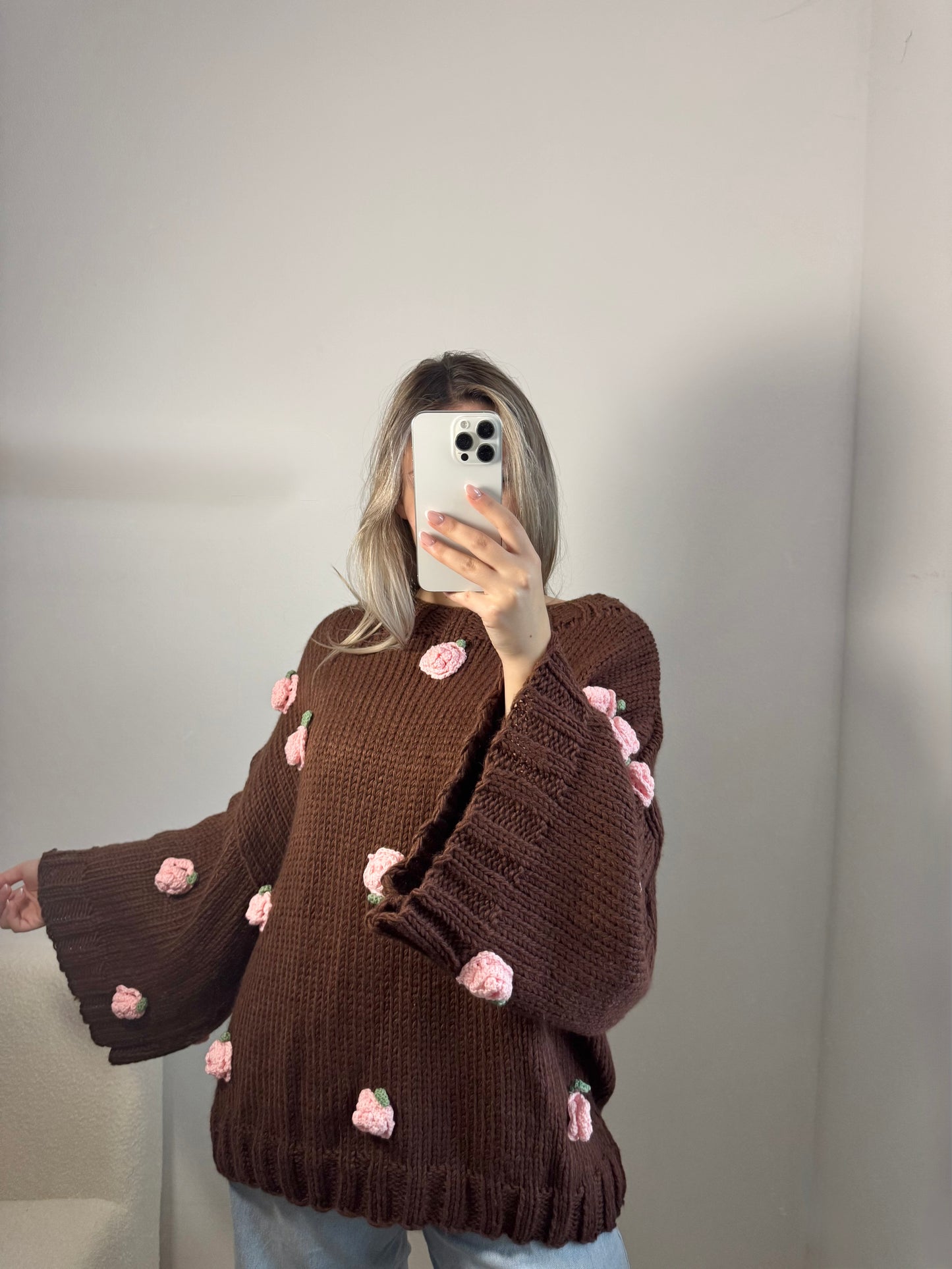 Pullover Blumenwiese braun