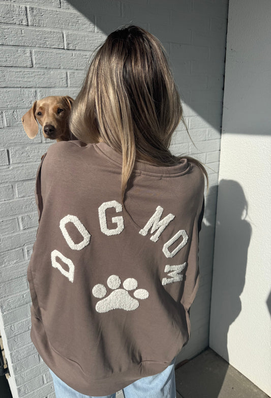Sweatshirt DOG MUM taupe