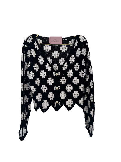 Cardi Blumi schwarz weiß