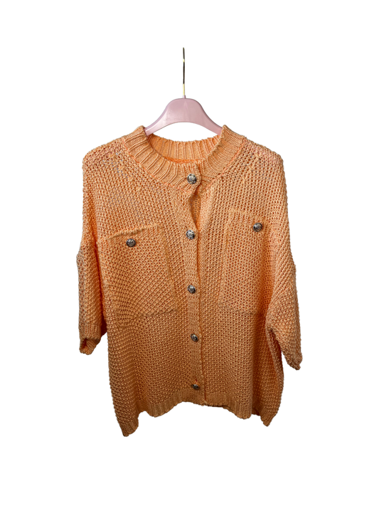Kurzarm Strickjacke Peach