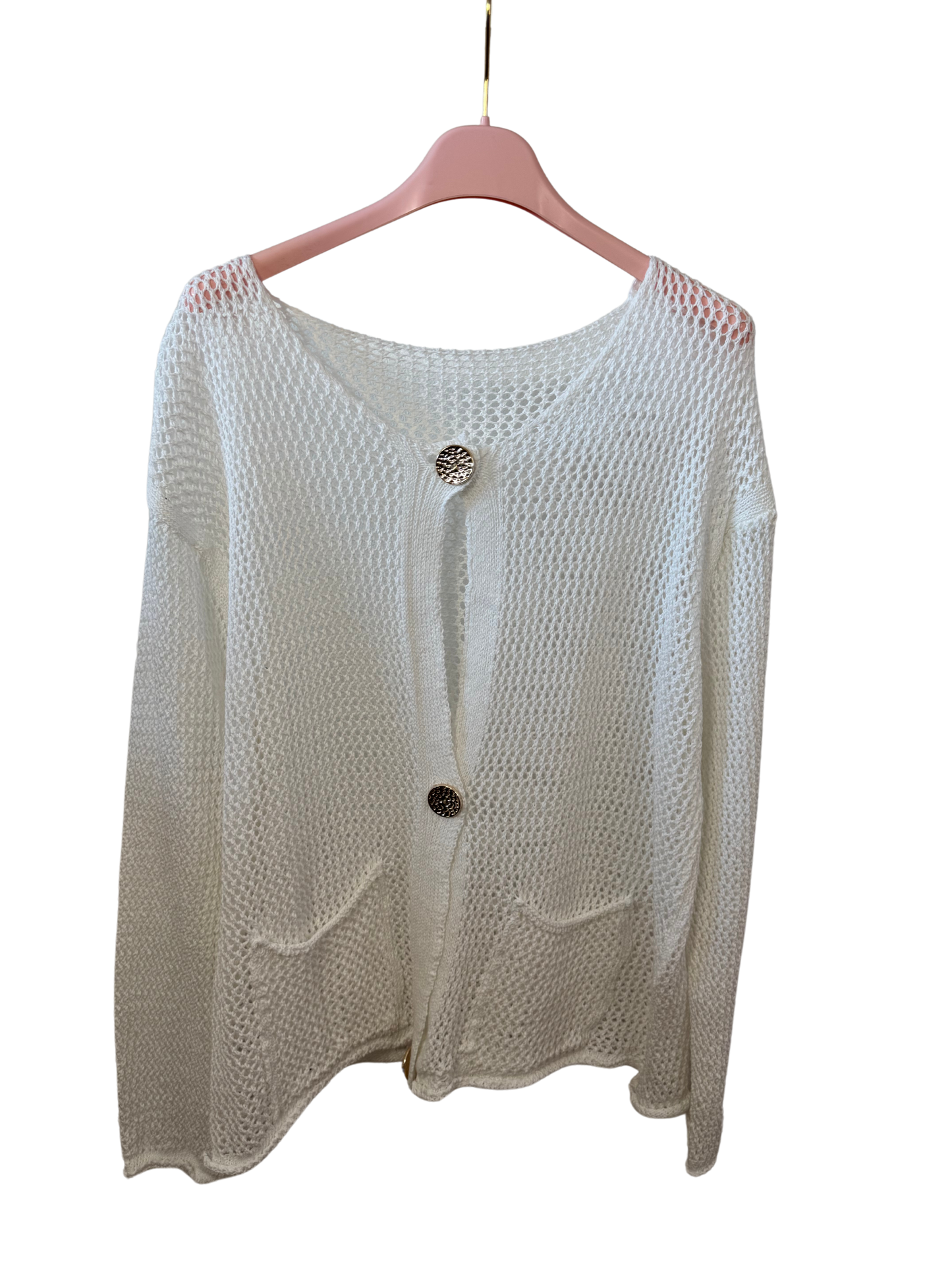 Lochstrickjacke weiß