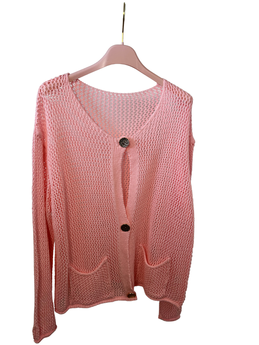 Lochstrickjacke rosa