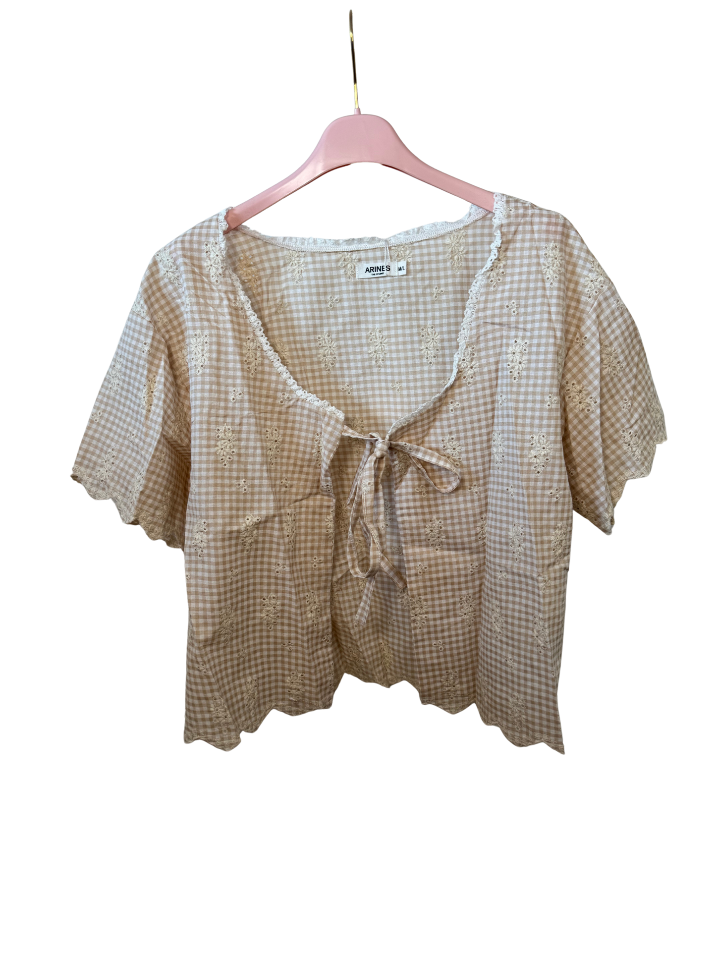 Kurzarm Bluse beige