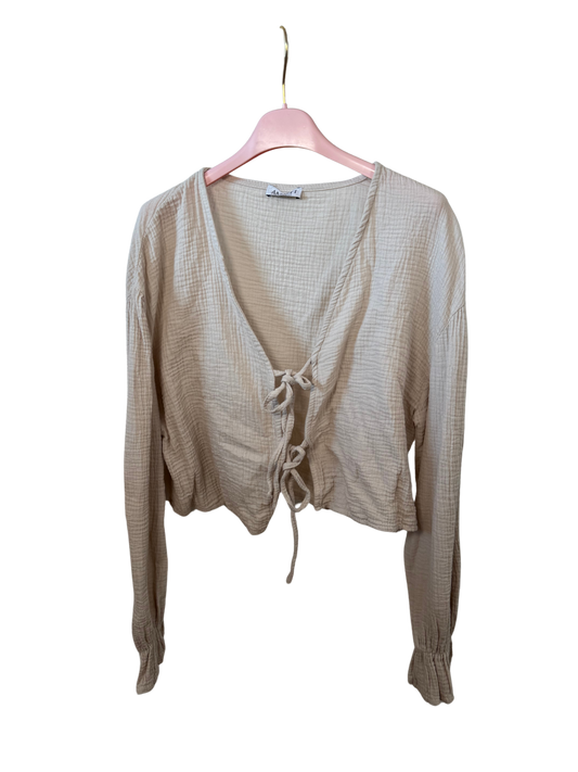 Schleifen Musselin Bluse beige