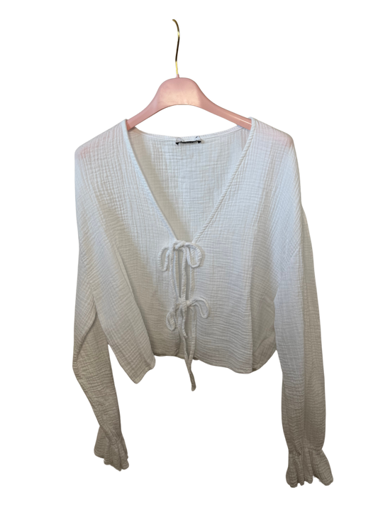 Schleifen Musselin bluse weiß