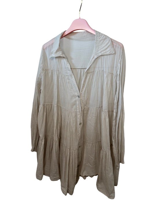 Lange Baumwollbluse beige
