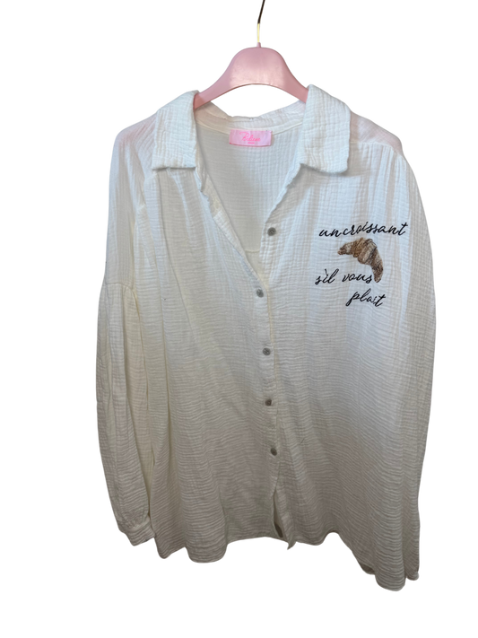 Musselin Bluse Crossaint weiß