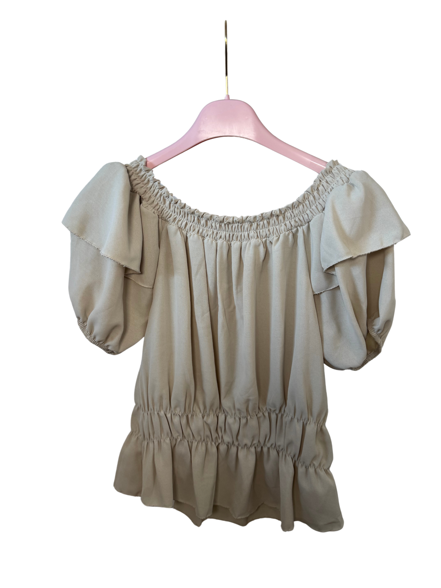 Off Shoulder Bluse beige